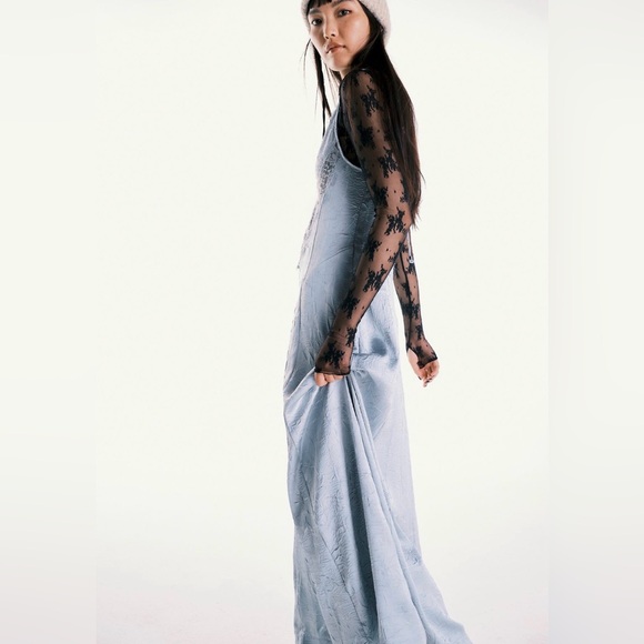 Free People Maybe Forever Maxi Dress in Gray Blue Size 10 NWT - Picture 6 of 13